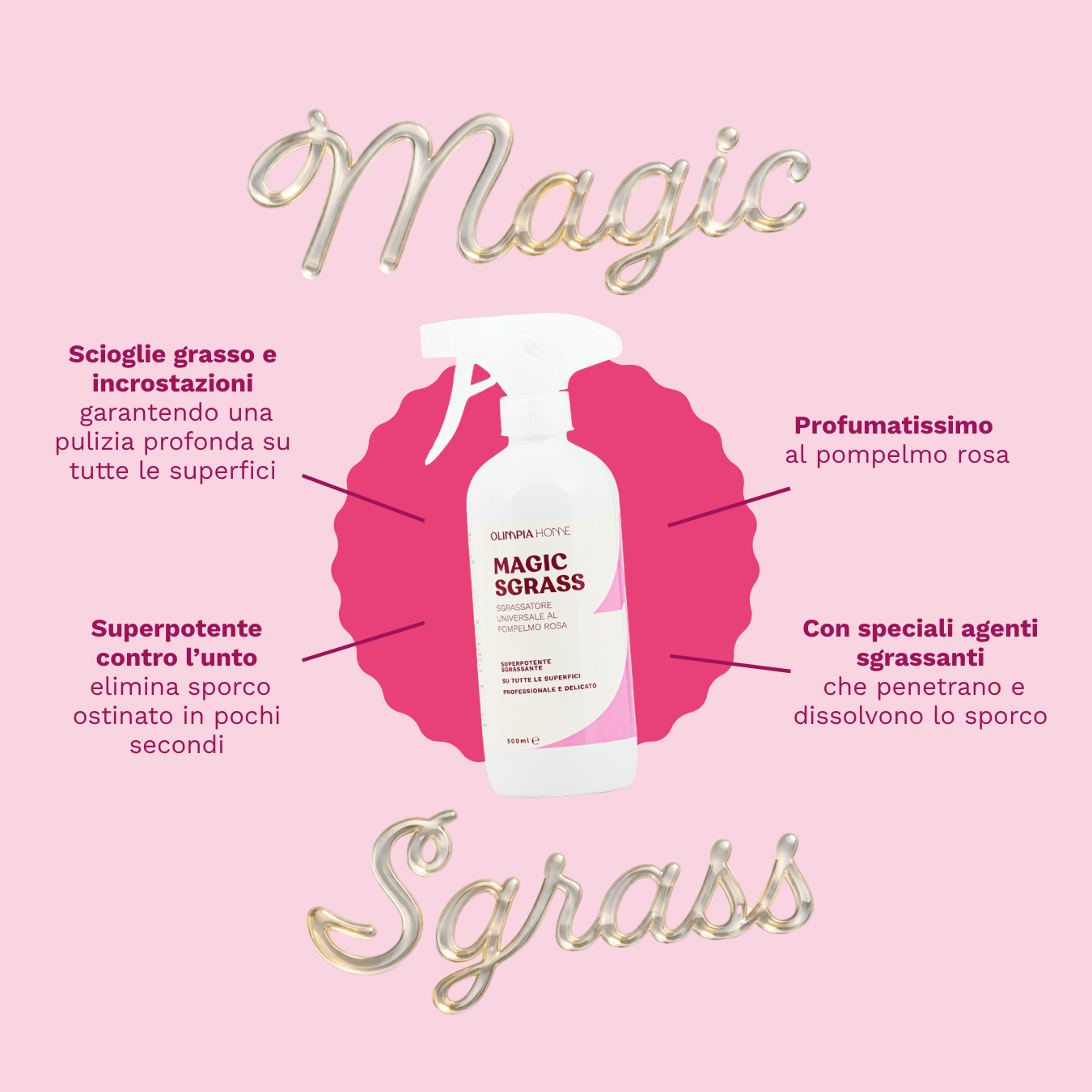 Magic Sgrass Universale Ml.500 - Sgrassatore al Pompelmo Rosa